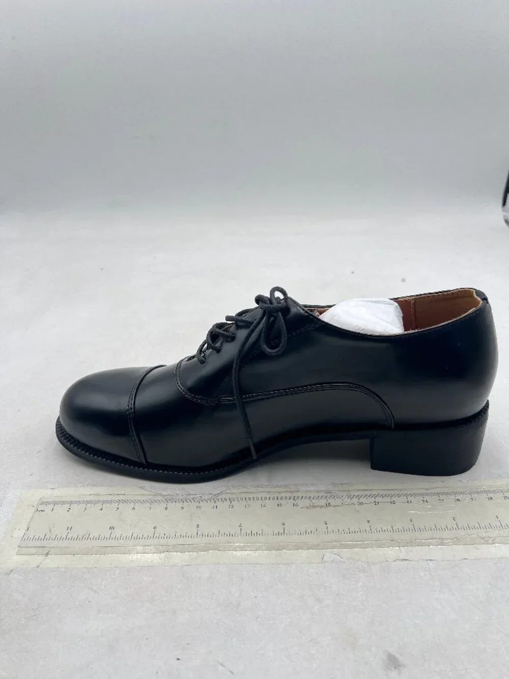 FSJ Black Men's Classic Lace-Up Oxford Shoes Handmade Burnished Dress Shoes